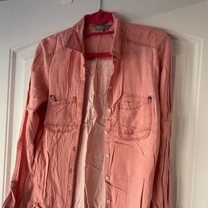 Coral Button Up